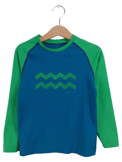 Frilufts Langarmshirt Blau Grün Wellenmuster Gr. 116 Outdoor