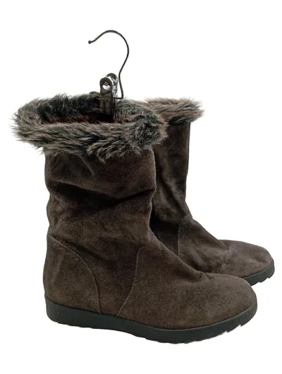 Caprice Damen Winterstiefel Wildleder Fellbesatz Braun Gr. 38