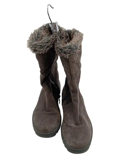 Caprice Damen Winterstiefel Wildleder Fellbesatz Braun Gr. 38
