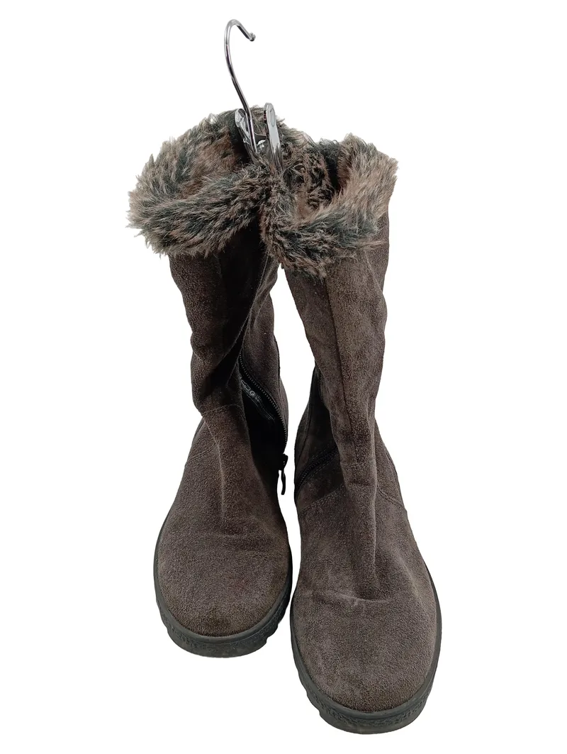 Caprice Damen Winterstiefel Wildleder Fellbesatz Braun Gr. 38 2