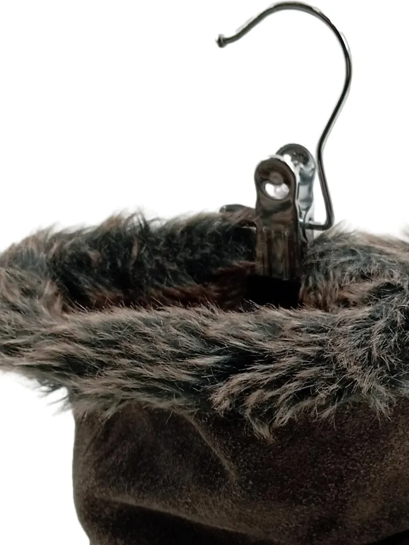 Caprice Damen Winterstiefel Wildleder Fellbesatz Braun Gr. 38 5