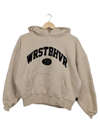 WRSTBHVR Hoodie Kapuzenpullover Damen XXL Beige Streetwear Oversized