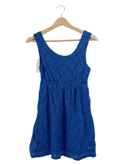 Inside Collection Damen Spitzenkleid Blau Gr. 40, L Minikleid Ärmellos