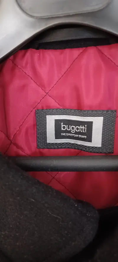 bugatti Herren Steppmantel Schwarz Gr. 56 Wolle Klassisch Business