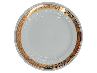 Kahla Kuchenteller 19 cm Weiß Goldrand Blaues Dekor Keramik