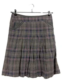Apanage Damen Faltenrock Midirock Kariert Grau Gr. 36 Wolle 1
