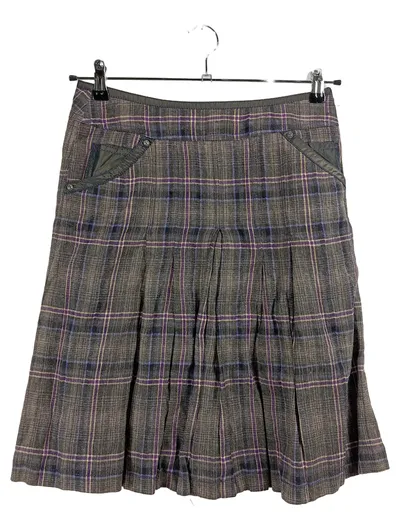 Apanage Damen Faltenrock Midirock Kariert Grau Gr. 36 Wolle