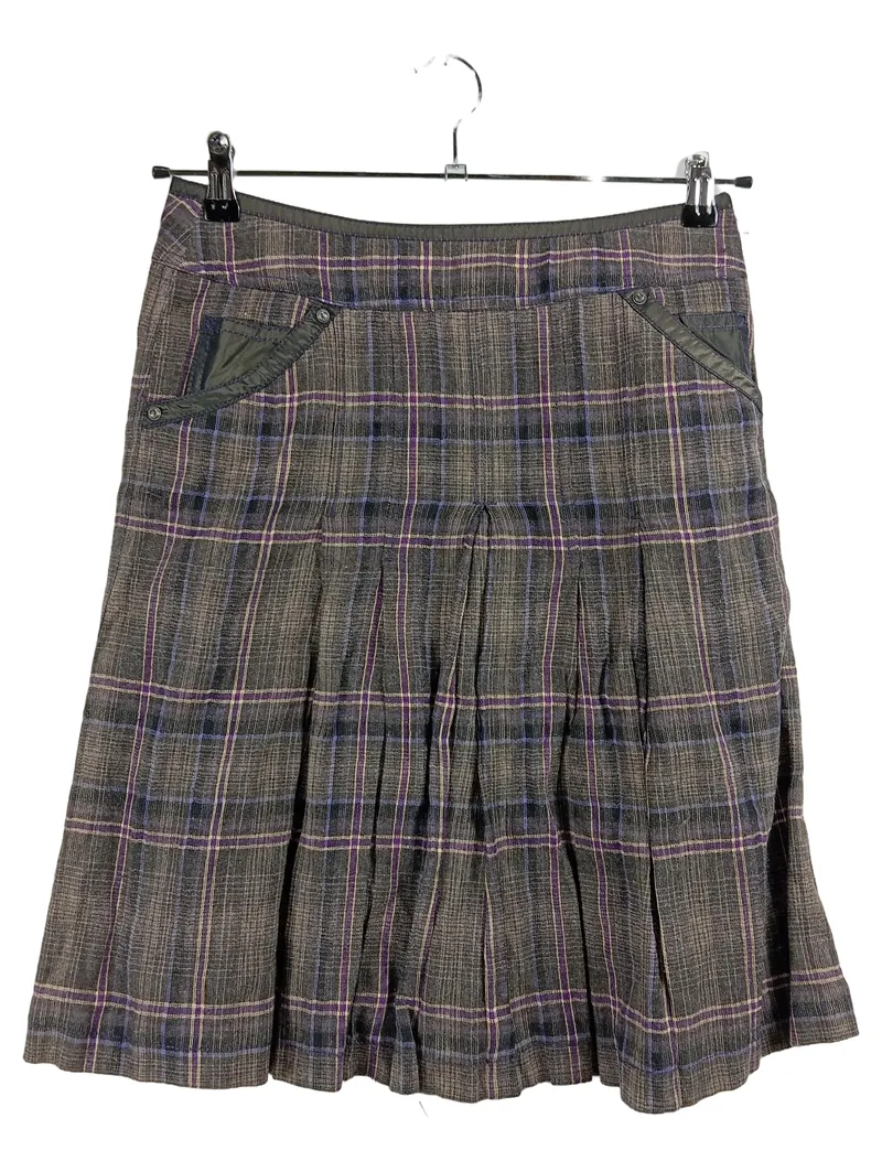 Apanage Damen Faltenrock Midirock Kariert Grau Gr. 36 Wolle 1