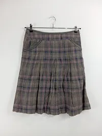 Apanage Damen Faltenrock Midirock Kariert Grau Gr. 36 Wolle 2
