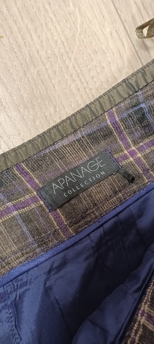 Apanage Damen Faltenrock Midirock Kariert Grau Gr. 36 Wolle 4