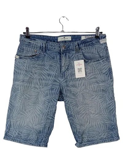 Tom Tailor Josh Jeans Shorts Herren Gr. 52/XL Palmenmuster Blau