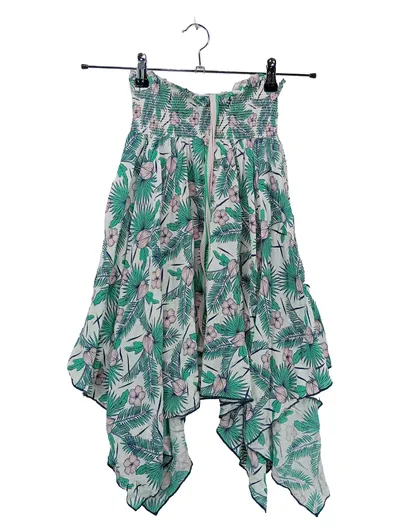 Piazza Italia Mädchen Sommerkleid Volantrock Gr. 7/128 Blumenmuster Grün