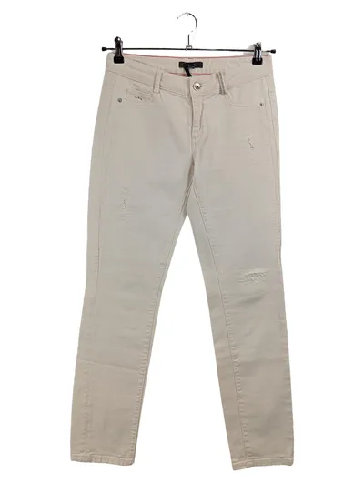 Comma Damen Jeans Regular Fit Hose Beige Gr. 36 W28 Strasssteine