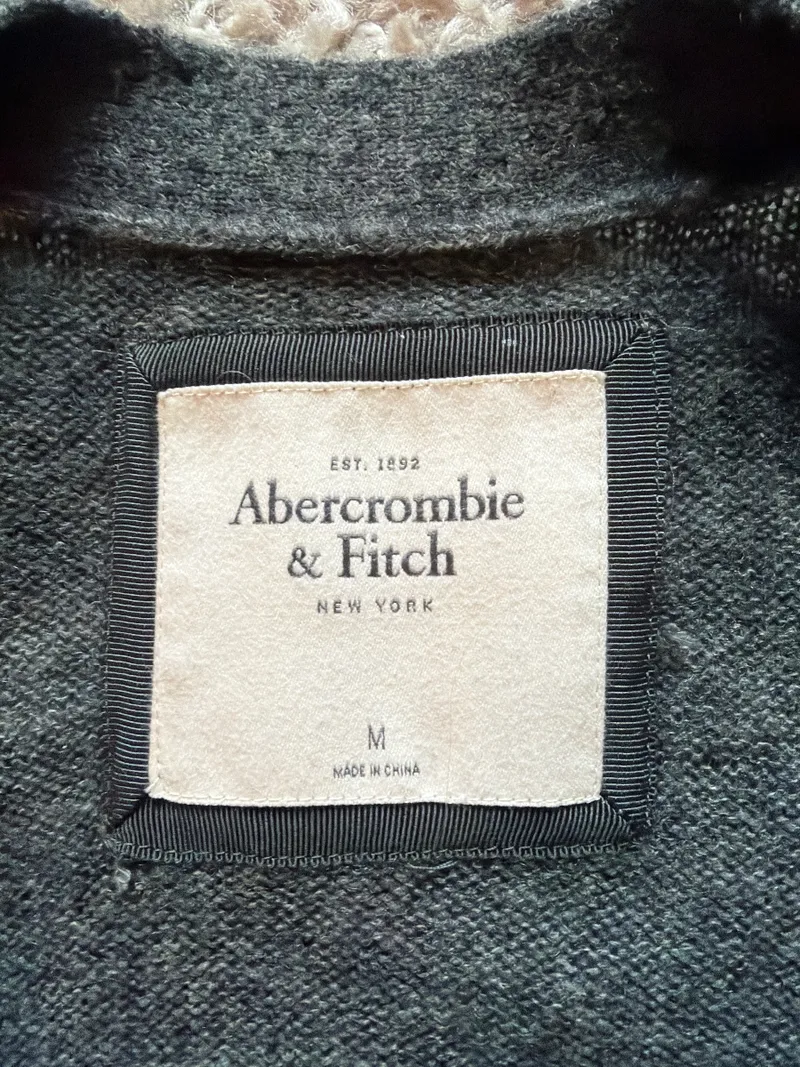Abercrombie & Fitch Strickjacke Damen Gr. M Grau Wolle Cardigan 5