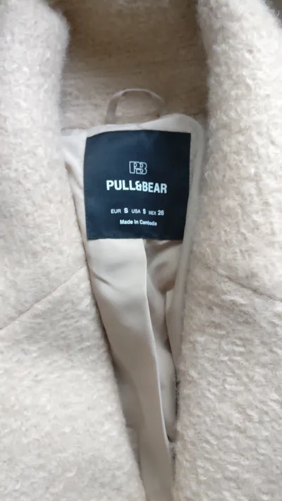 Pull&Bear Damen Wintermantel Beige Gr. S Klassisch
