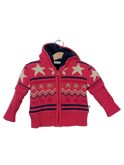 My Little Bear Strickjacke Mädchen Gr. 80 Pink Sterne Kapuze