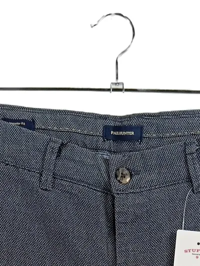 Paul Hunter Herren Anzughose Chino Regular Fit Blau Meliert Größe 30