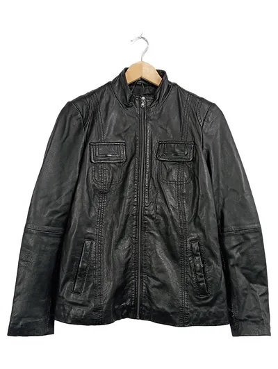 7eleven Lederjacke Damen Gr. 38 Schwarz Bikerjacke Urban