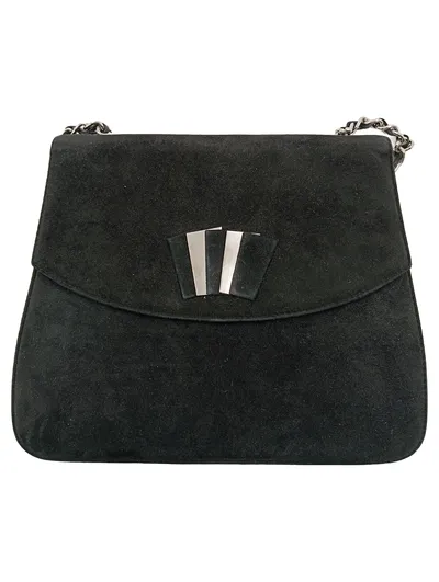Baldan Damen Umhängetasche Schwarz Wildleder Kettengriff Made in Italy