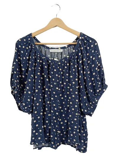 Abercrombie & Fitch Bluse Damen XL Punkte Blau Viskose Boho