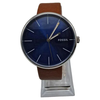 Fossil Herren Armbanduhr BQ2438 Leder Edelstahl Blau Braun
