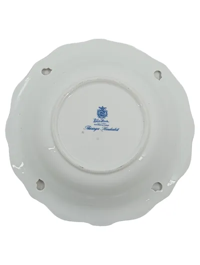 Weimar Porzellan Servierteller Blumenmuster Kobalt Gold 26cm Thüringen