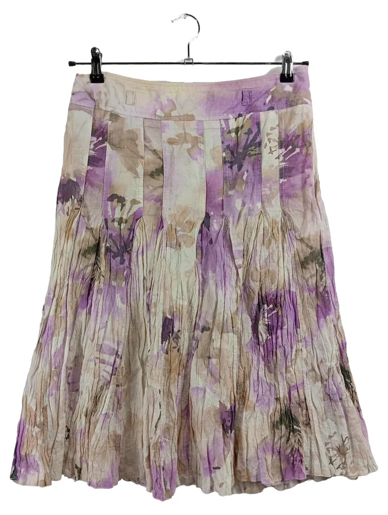 Apanage Damen Faltenrock Midirock Lila Blumenmuster Gr. 36 S Romantisch 1
