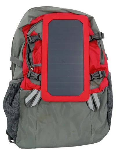 XT Power Solar Trekkingrucksack Outdoor Rucksack Grau Rot Solarpanel 25L