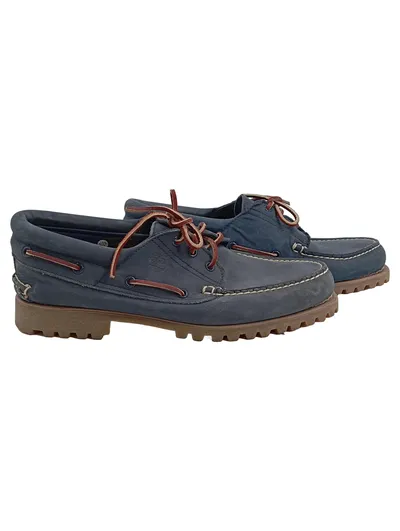 Timberland Herren Bootsschuhe Schnürschuhe Leder Blau Gr. 45 Maritim