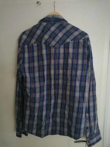Jack & Jones Herren Freizeithemd Kariert Western Stil Langarm Blau Gr. XL