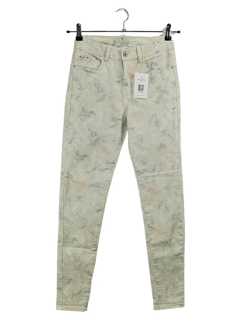 FIONINA Jeans Skinny Fit Beige Damen Gr. 42 W33 Abstrakt Casual 1