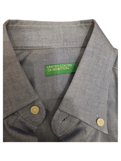 United Colors of Benetton Business Hemd Herren Gr. 46 Blau Baumwolle