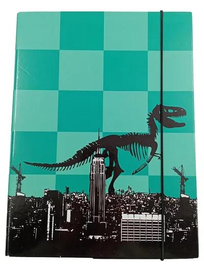 Dokumentenmappe Dinosaurier Skelett Skyline Türkis Gummizug A4 Mappe