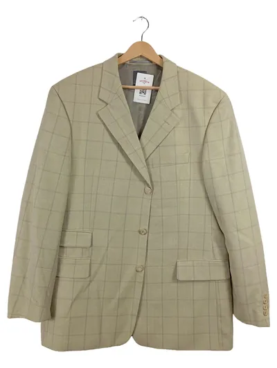 Gardeur Sakko Herren Gr. 56 Beige Kariert Business Travel Comfort