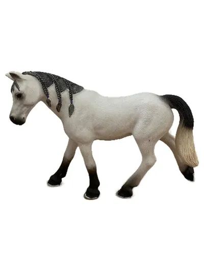 Schleich Pferd Andalusier Stute mit geflochtener Mähne weiß Spielfigur