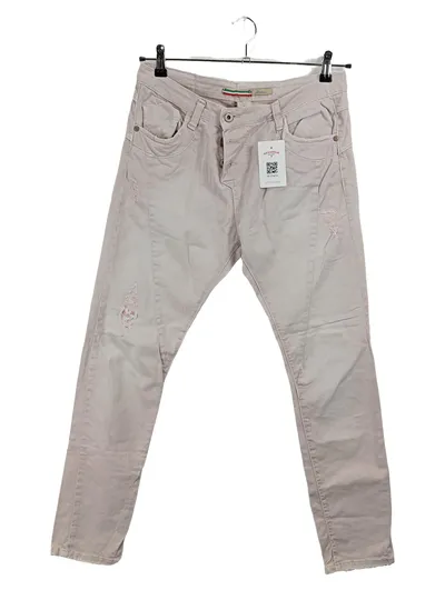 Please Jeans Damen Destroyed Hose Beige Größe 42 XL W33 Casual