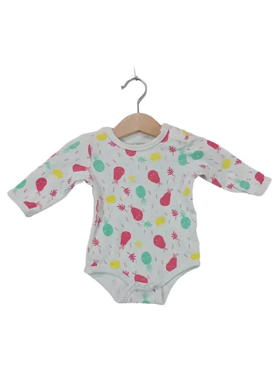 Care Baby Body Langarm Gr. 62 Weiß Fruchtmuster Mädchen 100% Baumwolle