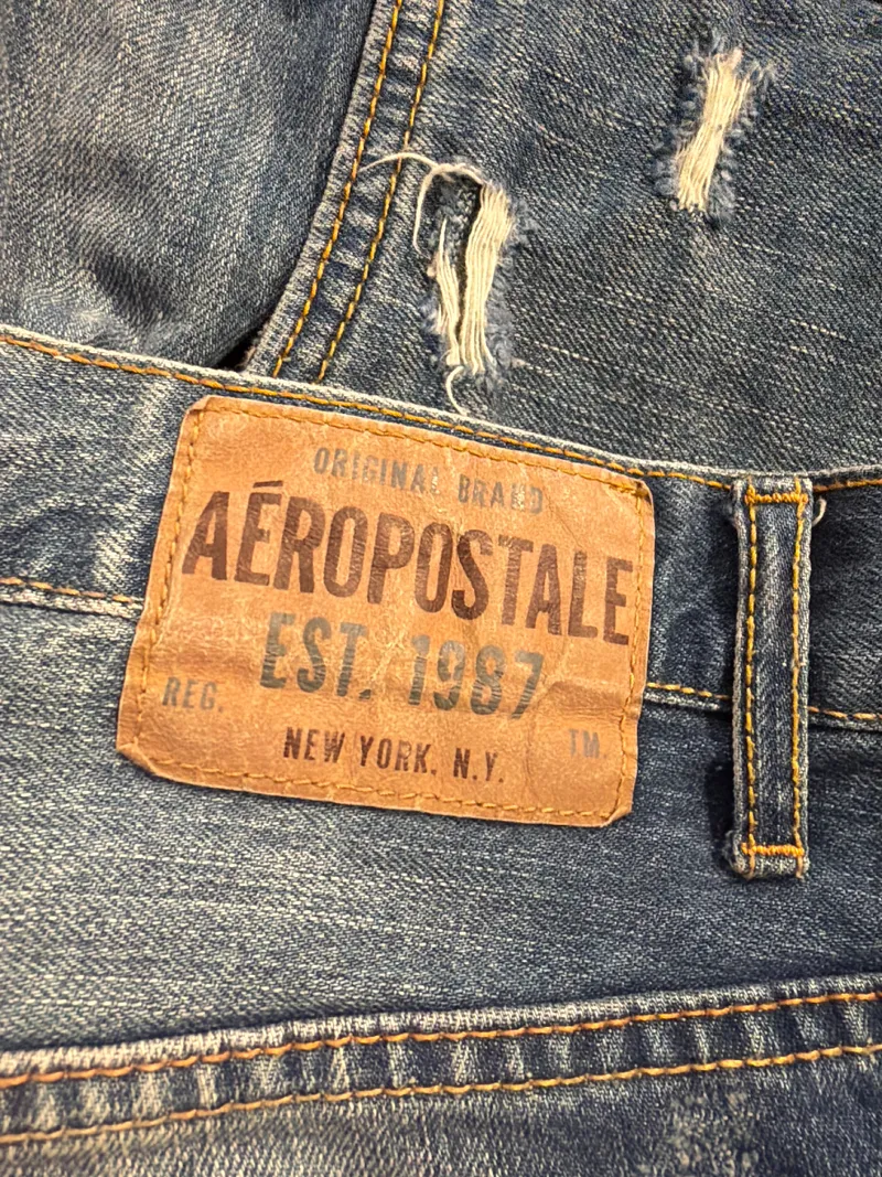Aéropostale Destroyed Jeans Damen Straight Leg W32 Blau Distressed 3