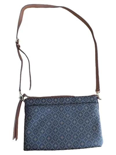 Fossil Damen Umhängetasche Braun Stoff Geometrisches Muster Crossbody Tasche