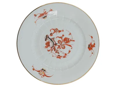 Meissen Frühstücksteller Porzellan Rotes Dekor Goldrand 19 cm