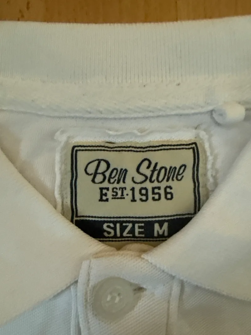 Ben Stone Poloshirt Herren Gr. M Weiß Basic Kurzarm Polo 3