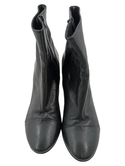 Hallhuber Damen Stiefeletten Leder Schwarz Blockabsatz Gr. 40