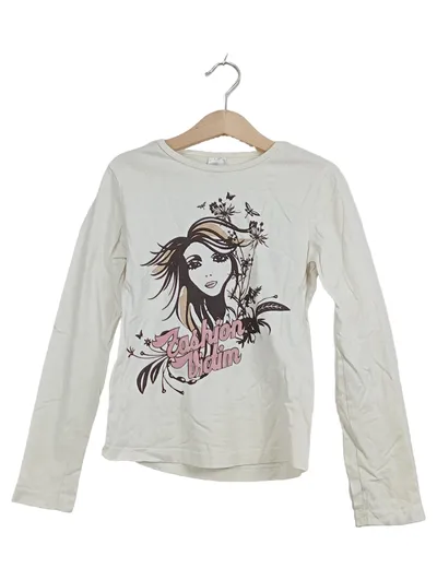 Here & There Langarmshirt Mädchen 134/140 Weiß Print Casual Langarm