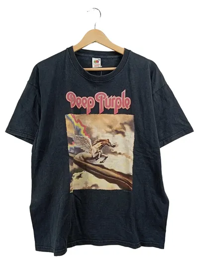 Fruit of the Loom Deep Purple T-Shirt Herren Schwarz Gr. 54 Bandshirt