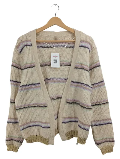 Soyaconcept Damen Strickjacke Beige Gestreift Gr. 40, L