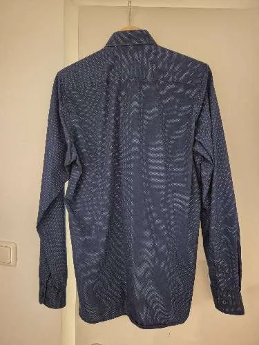 Jupiter Business Hemd Herren Blau Gepunktet Gr. M Langarm Baumwolle