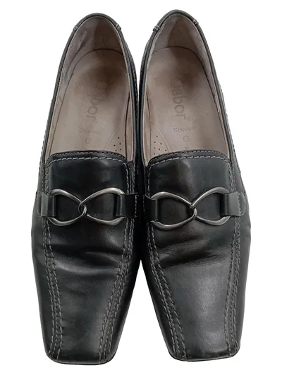 Gabor Comfort Damen Slipper Leder Schwarz Gr. 39