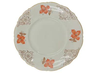 Schirnding Bavaria Essteller Porzellan Blumenmuster Weiß Gold 20cm