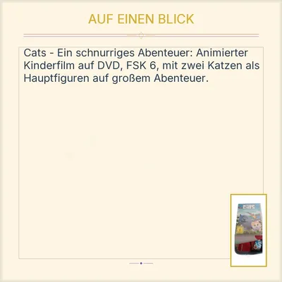 Cats - Ein schnurriges Abenteuer DVD Kinderfilm Animationsfilm FSK 6 EuroVideo