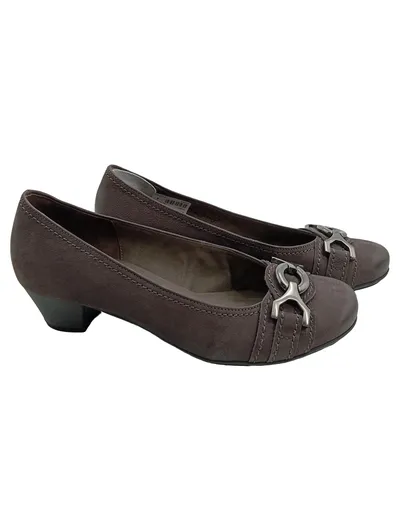 Gabor Best Fitting Damen Pumps Grau Leder Gr. 40 mit Schnalle